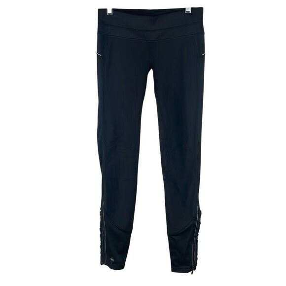Athleta Fleece Lined Contrast Panel Zip Ankles Leggings XS - Picture 1 of 12